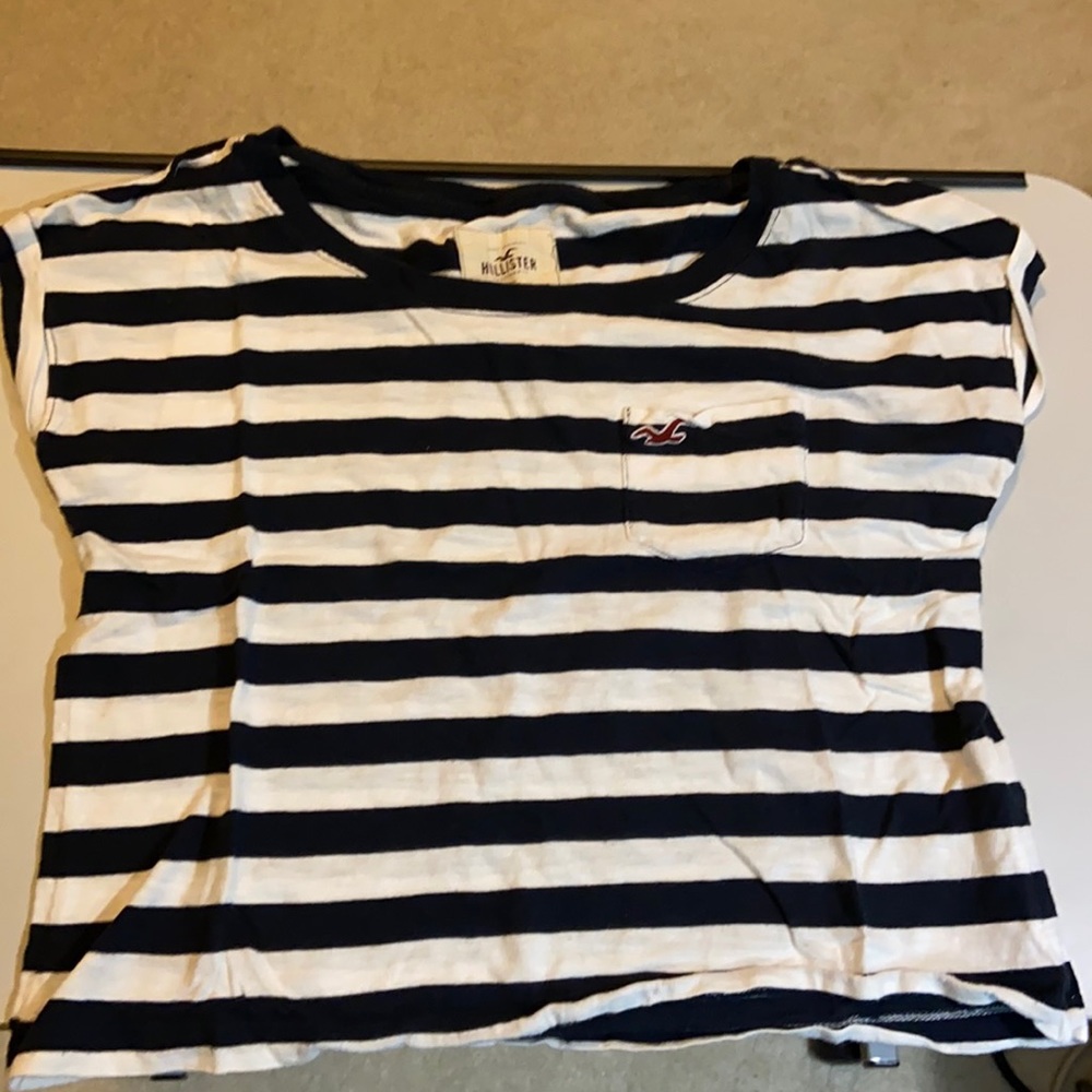 Hollister Striped cropped pocket T-shirt